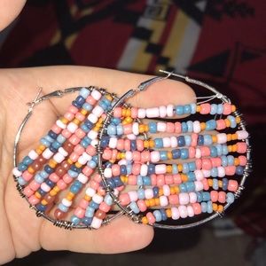 Wire wrapped beaded earrings